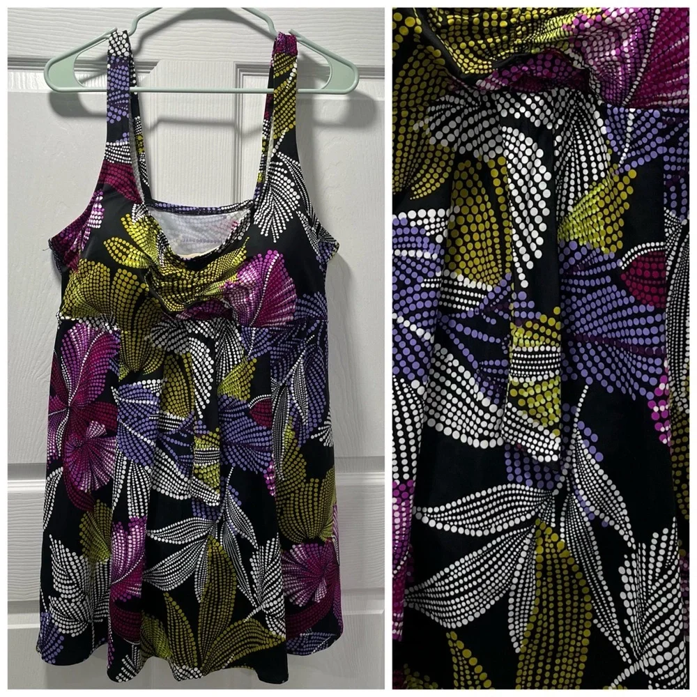 NWT Penbrooke Tankini Swimsuit Modest Size 24W Tropical - Picture 1 of 8